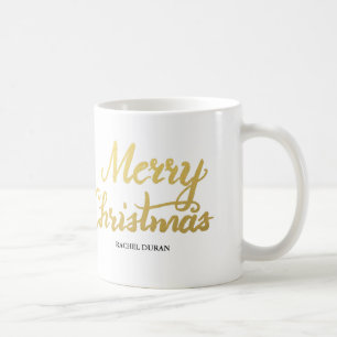 Merry Christmas foil glitter brush script mug
