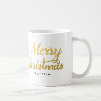 Merry Christmas foil glitter brush script mug