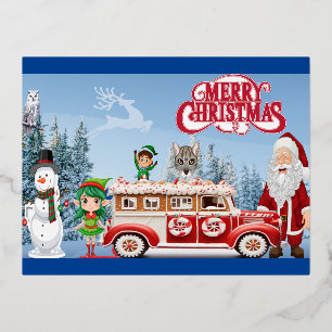 Merry Christmas  Foil Holiday Postcard