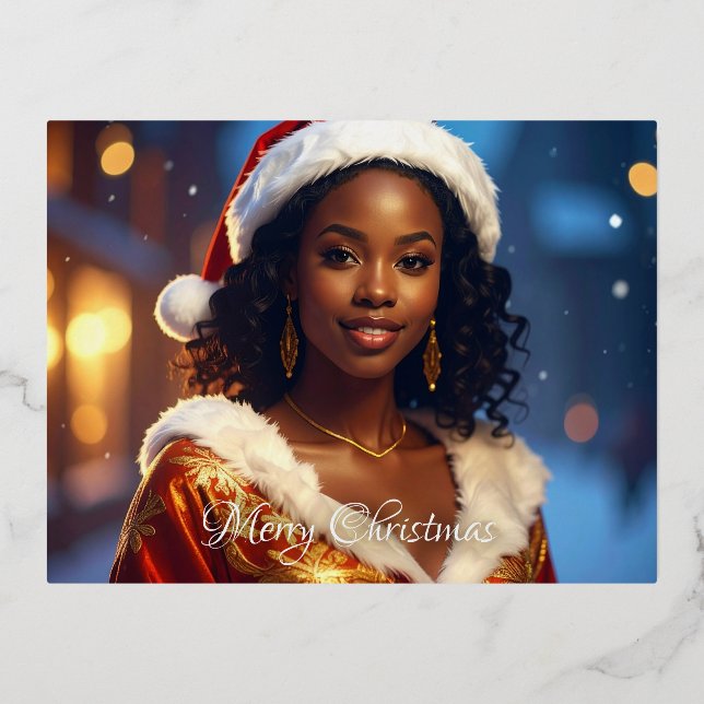 MERRY CHRISTMAS FOIL HOLIDAY POSTCARD (Front)