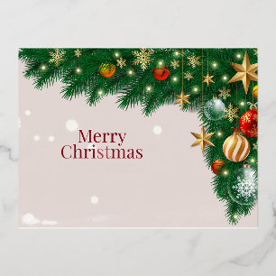 Merry Christmas Foil Holiday Postcard