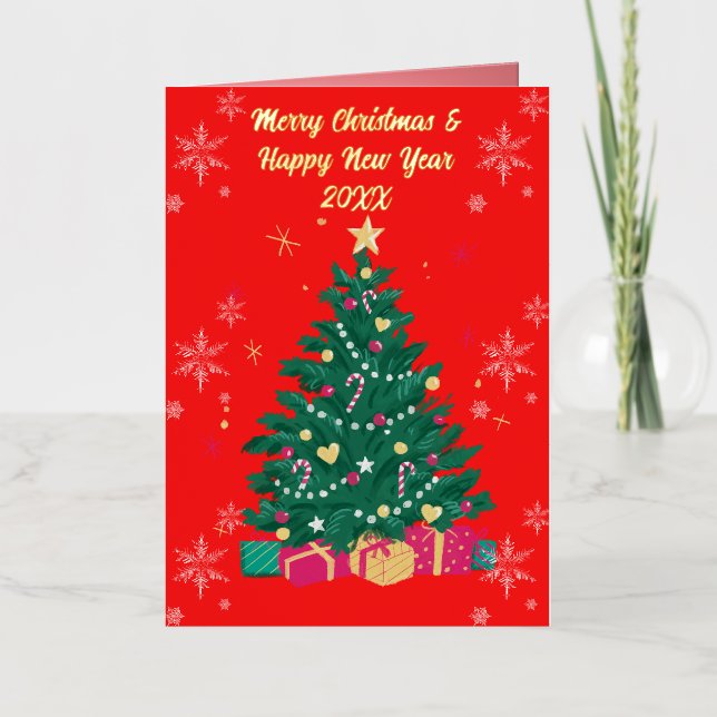 Merry Christmas Folded Foil Greeting Card (Front)