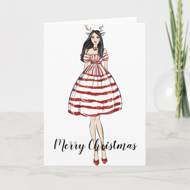 Merry Christmas Folded Holiday Greeting Card (Front)