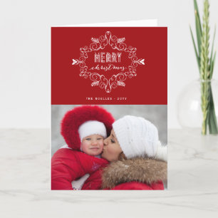 Merry Christmas Foliage Deco Holiday Photo Card