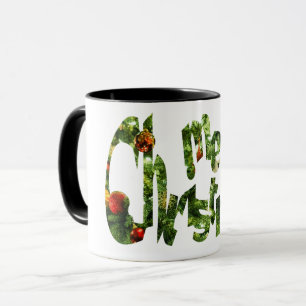 Merry Christmas Font Art & Holiday Decorations Mug