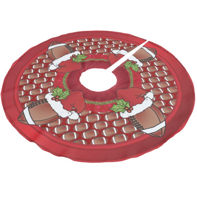 Merry Christmas Football Lovers Brushed Polyester Tree Skirt (Angled)
