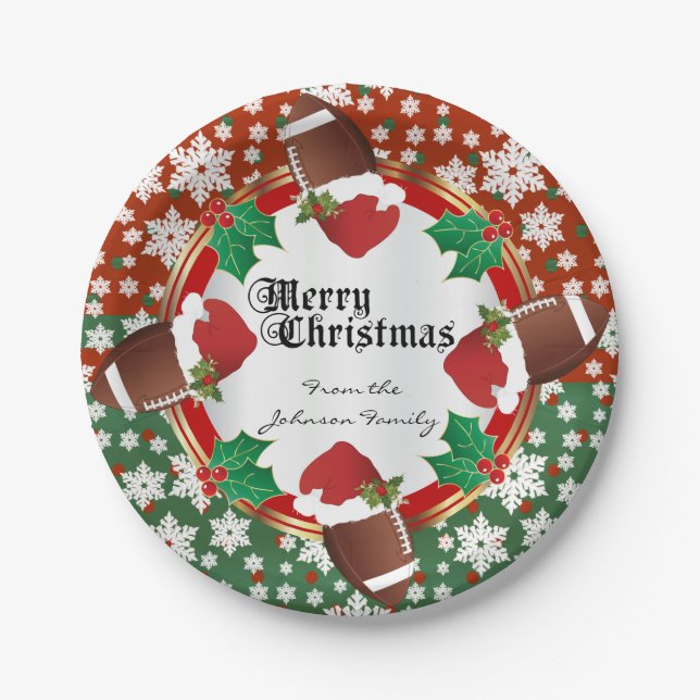 Merry Christmas Football Lovers Paper Plate (Front)