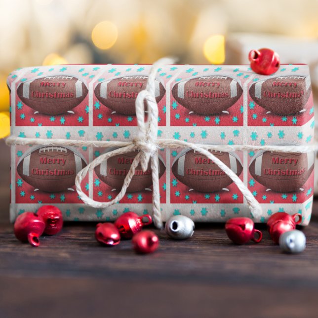 Merry Christmas Football Snowflakes Wrapping Paper (Creator Uploaded)
