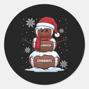 Merry Christmas Football Snowman Holiday Sports Xm Classic Round Sticker