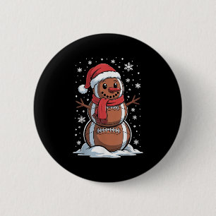 Merry Christmas Football Snowman Holiday Srts Xmas 2 Inch Round Button