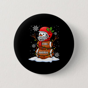 Merry Christmas Football Snowman Holiday Srts Xmas 2 Inch Round Button