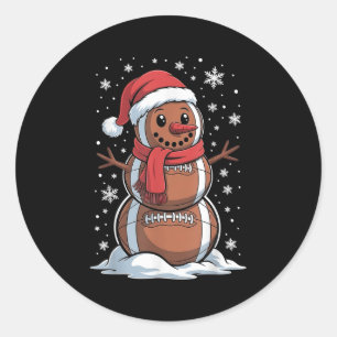 Merry Christmas Football Snowman Holiday Srts Xmas Classic Round Sticker