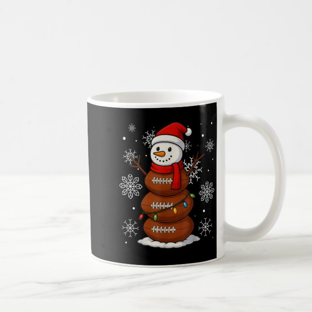 Merry Christmas Football Snowman Holiday Srts Xmas Coffee Mug (Right)