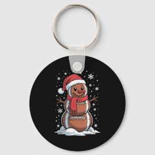 Merry Christmas Football Snowman Holiday Srts Xmas Keychain