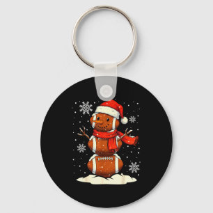 Merry Christmas Football Snowman Holiday Srts Xmas Keychain