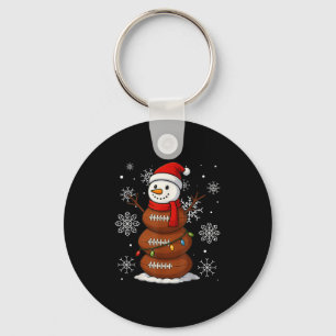 Merry Christmas Football Snowman Holiday Srts Xmas Keychain