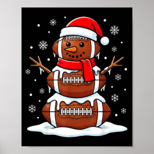 Merry Christmas Football Snowman Holiday Srts Xmas Poster