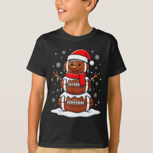 Merry Christmas Football Snowman Holiday Srts Xmas T-Shirt