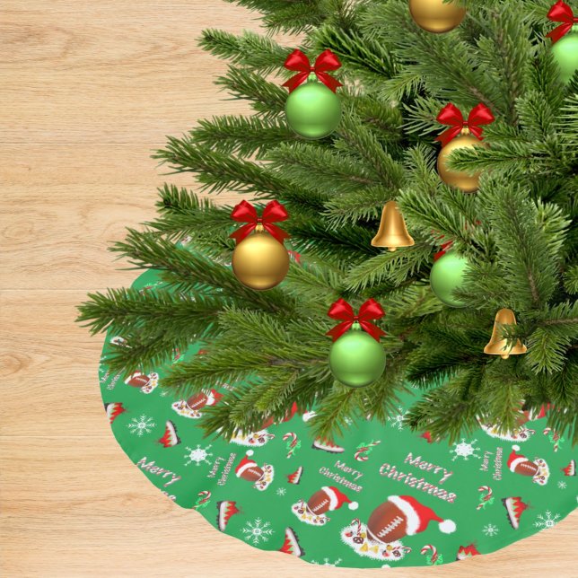 Merry Christmas Football With Snack Food Pattern  Brushed Polyester Tree Skirt (Creator Uploaded)