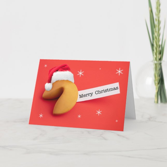 Merry Christmas For Anyone Fortune Cookie in Santa Holiday Card (Front)