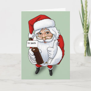 Merry Christmas For Anyone Funny Santa With Beer Holiday Card