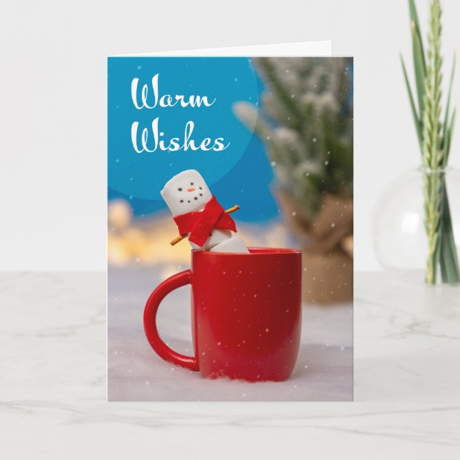 Merry Christmas For Anyone Marshmallow Snowman  Holiday Card (Front)