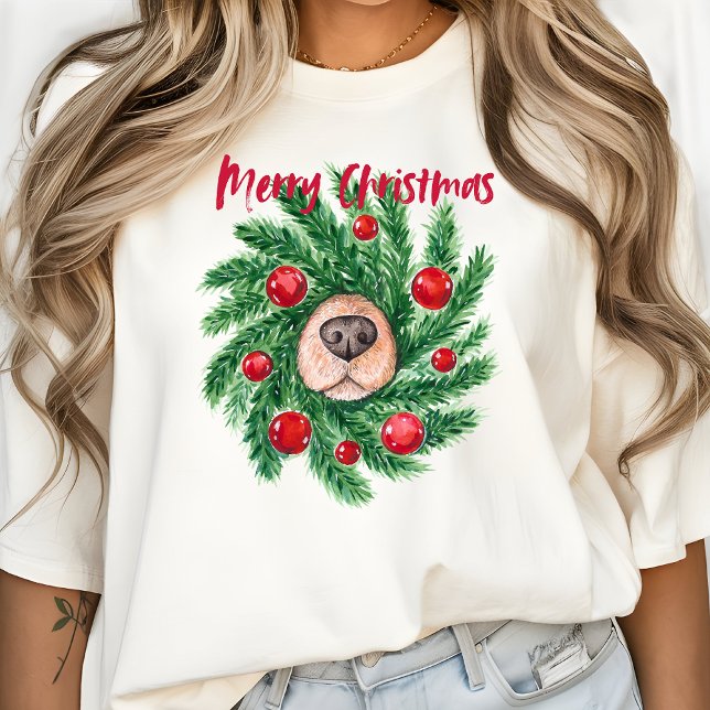Merry Christmas for Dog Mom Modern Mother Cute  T-Shirt (Merry Christmas for Dog Mom)