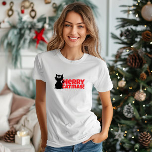 Merry Christmas for Feline Moms  funny red T-Shirt