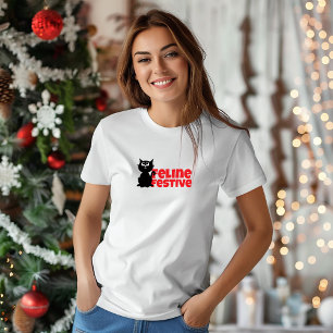 Merry Christmas for Feline Moms  funny red T-Shirt
