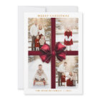 Merry Christmas Four Photo Card with Red Ribbon