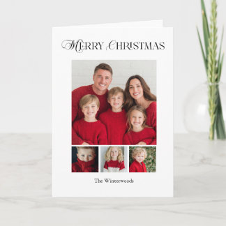 Merry Christmas Four Photo Design Holiday Card