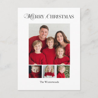 Merry Christmas Four Photo Design Holiday Postcard