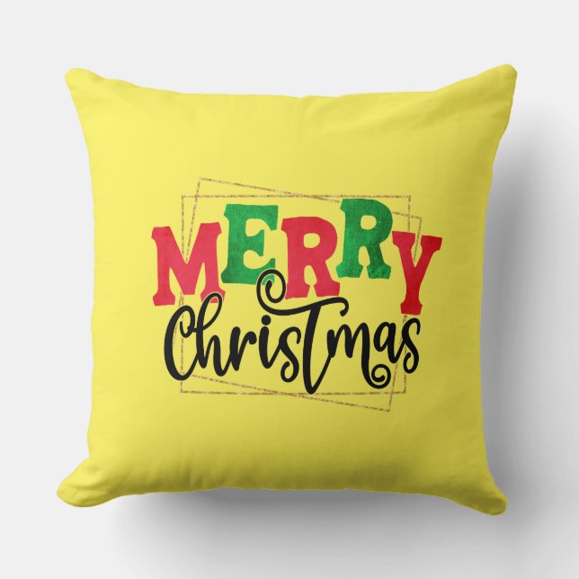 Merry Christmas Framed-80716 Throw Pillow (Front)