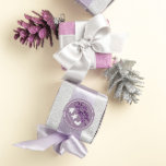 Merry Christmas Framed Tree Name Gold Smoky Purple Classic Round Sticker<br><div class="desc">florenceK design</div>