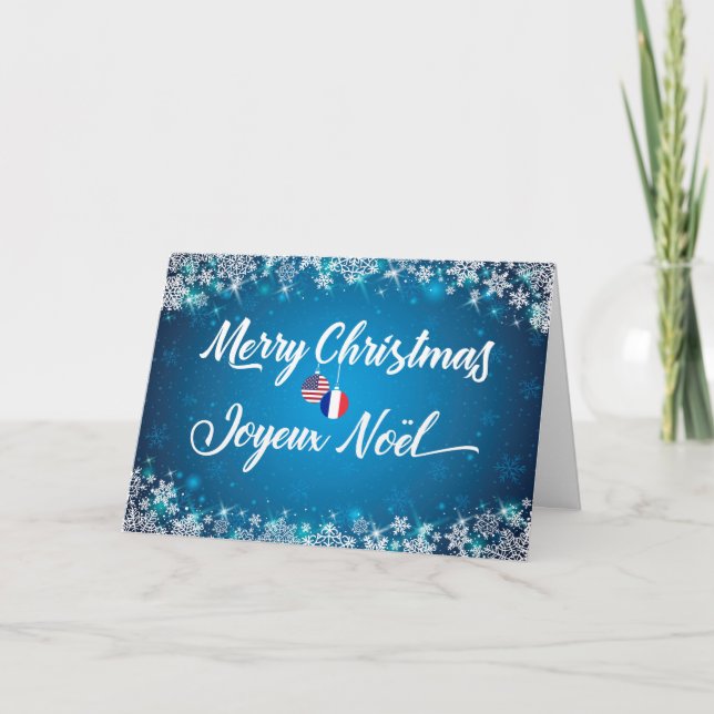 Merry Christmas French Bilingual Card Joyeux Noel (Front)