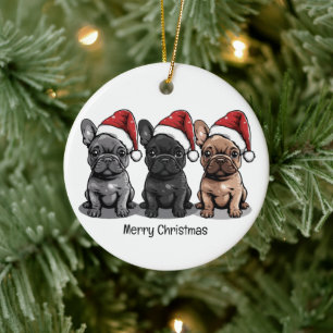 Merry Christmas French Bulldog Santa Dog Ceramic Ornament