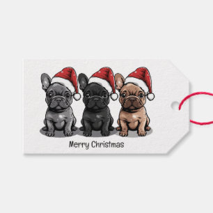 Merry Christmas French Bulldog Santa Dog Gift Tags