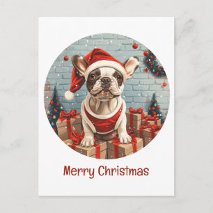 Merry Christmas French Bulldog Santa Dog Holiday Postcard