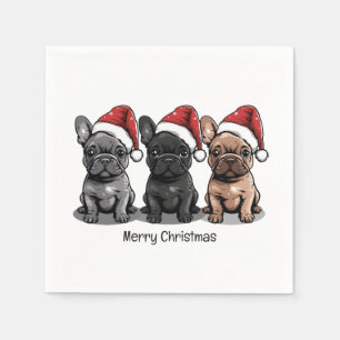 Merry Christmas French Bulldog Santa Dog Napkin