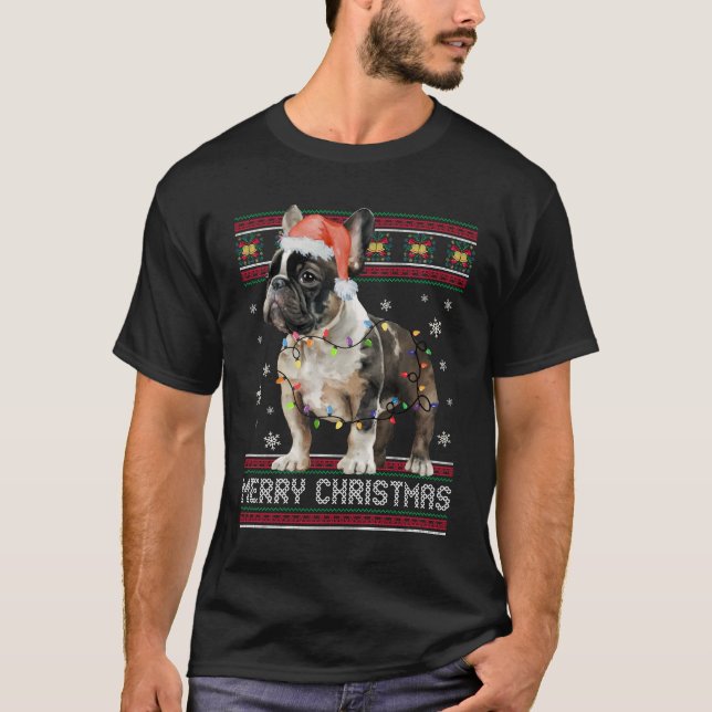 Merry Christmas French Bulldog Ugly Sweater (Front)