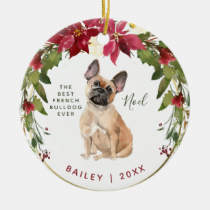 Merry Christmas French Bulldog   Your Dog's Photo Ceramic Ornament