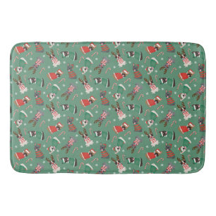 Merry Christmas French Bulldogs Bath Mat