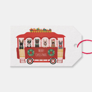 Merry Christmas French Bulldogs Holiday Trolly Gift Tags