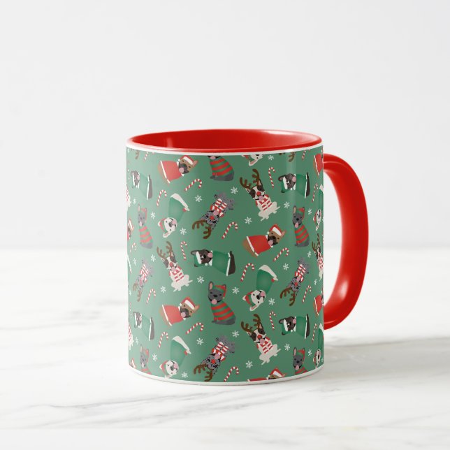 Merry Christmas French Bulldogs Mug (Front Right)