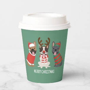 Merry Christmas French Bulldogs Paper Cups