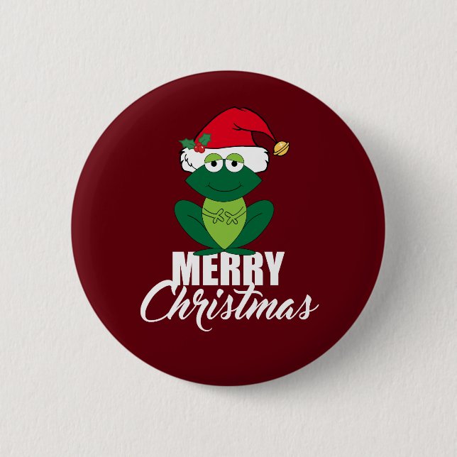 Merry Christmas Frog 2 Inch Round Button (Front)