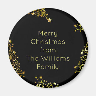 Merry Christmas from Add Your Name Black Gold Magnet