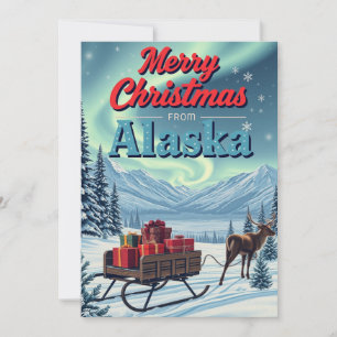 Merry Christmas From Alaska Retro Holiday Card