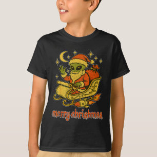 Merry Christmas From Alien Santa And His Cosmic Sl T-Shirt
