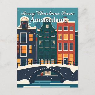 Merry Christmas from Amsterdam Canal Houses  Postcard